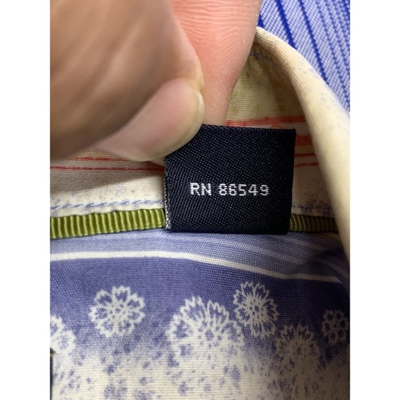 Indigo Palms Denim Co. Button Down Shirt Men's M Striped Floral Long Sleeve - Picture 16 of 16